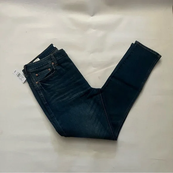 NEW PACSUN TAPERED STACKED STRETCH SKINNY JEANS SIZE 33x30 DARK WASH BLUE - Picture 1 of 3